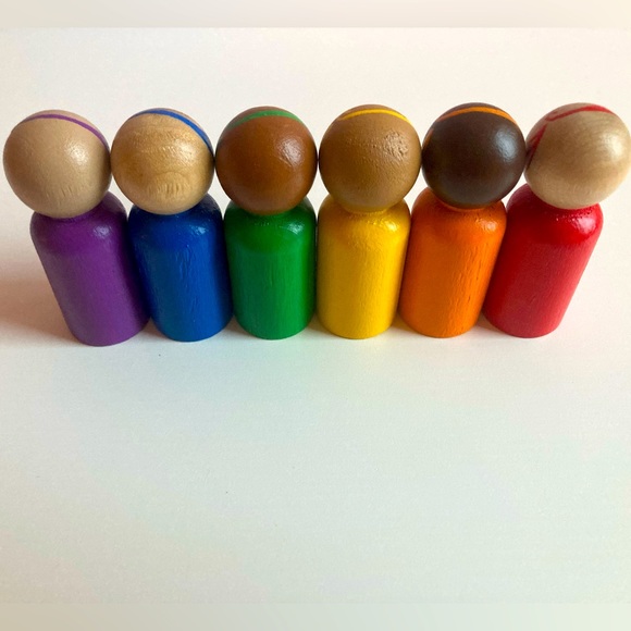 Wooden Peg Dolls, rainbow colours - Picture 2 of 5